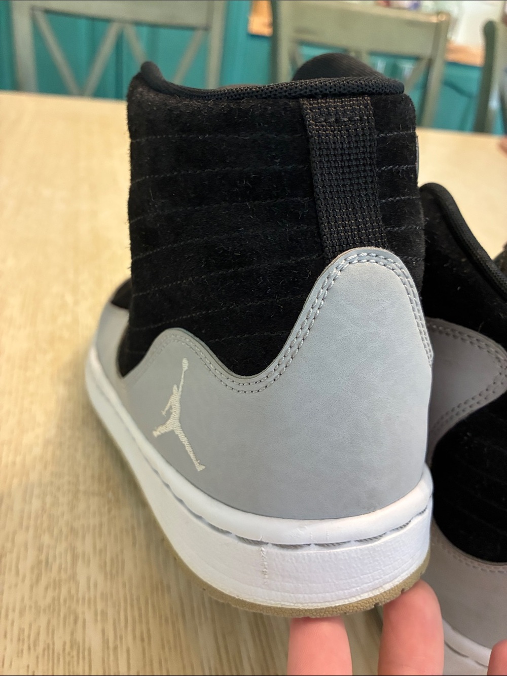 Men’s Nike Jordan Air SOG “Black Cement” High Top Sneaker Shoes (Black/Grey) - Picture 7 of 16